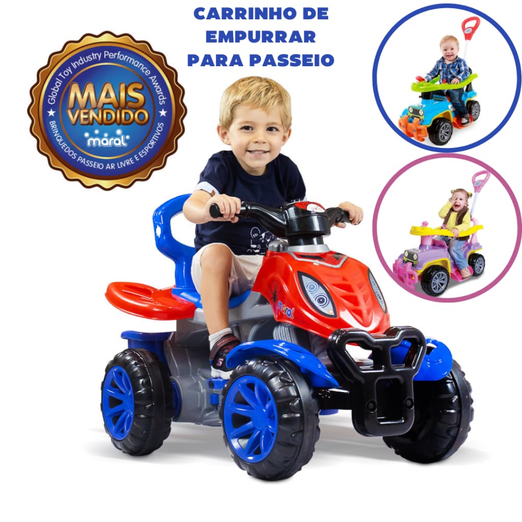 Quadriciclo Infantil Homem Aranha Jip Jip  Motoca Carrinho De Passeio Spider  Carrinho de Brinquedo Empurrar Andador Brinquedo Infantil