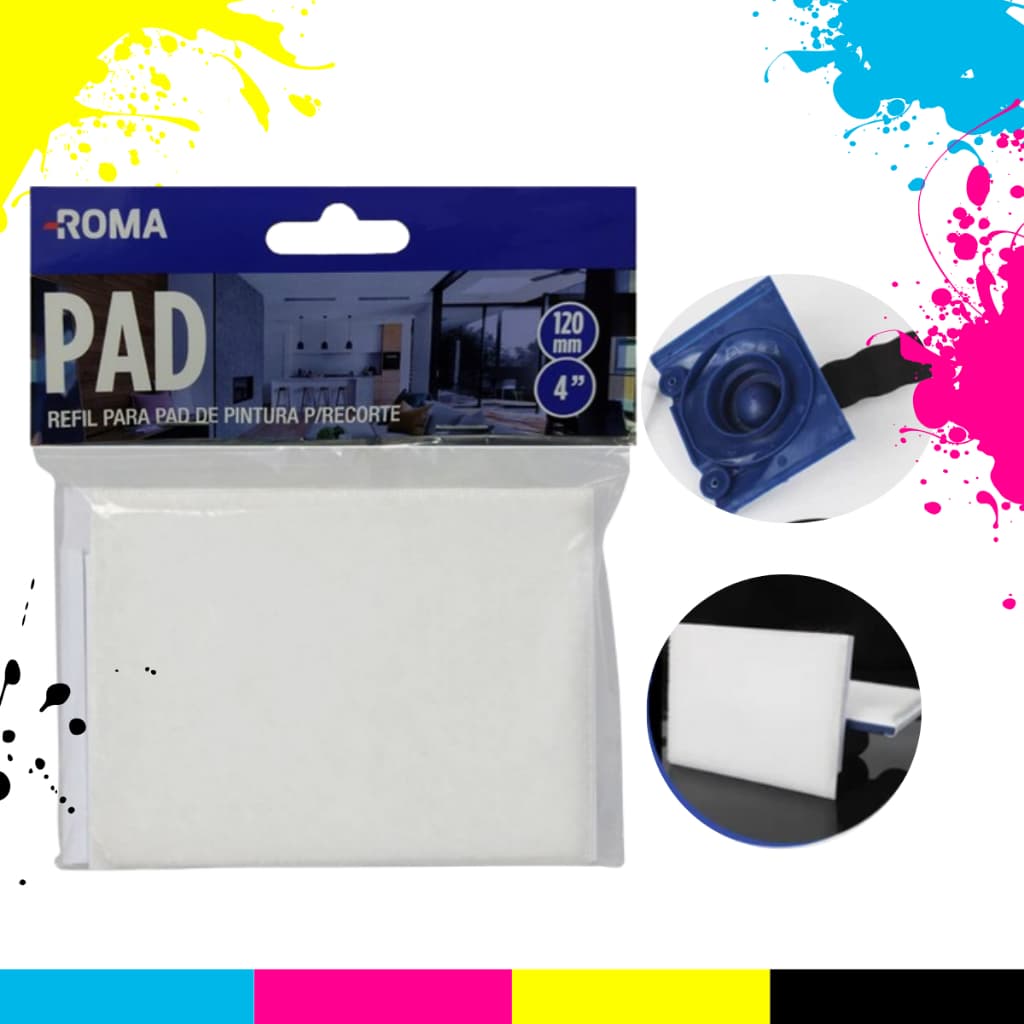 Kit 2 Refil Pad Recorte Para Acabamento  De Pintura Canto 360° Roma Rolo