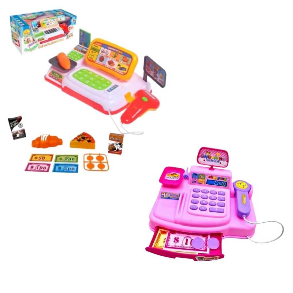 Caixa Registradora Brinquedo Infantil Mercadinho Scanner Luz E Som Menina Menino Rosa Azul Vermelha