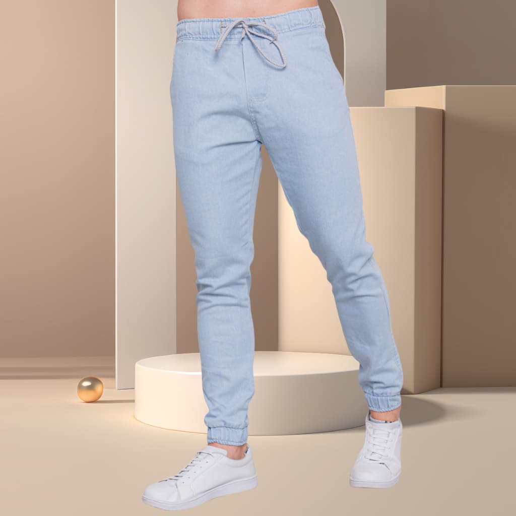 Calça Jeans Jogger Masculina Premium Jeans Claro-tomada de fábrica