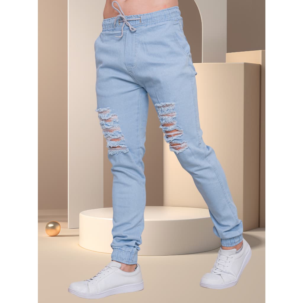 Calça de corrida masculina premium Claro rasgada - vendas diretas da fábrica