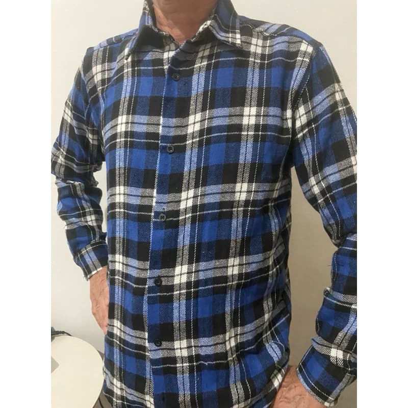 Blusa Camisa social Xadrez Masculina Manga Longa —sem bolsos