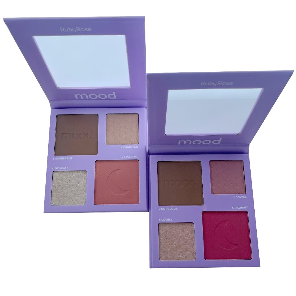 Ruby Rose Paleta De Iluminador Contorno Blush Facial Feels Mood 4cores