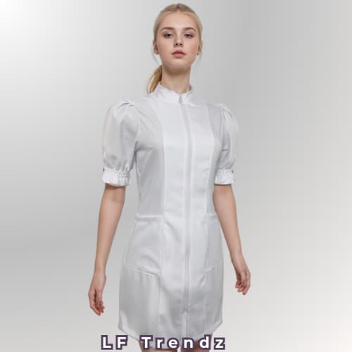 JALECO FEMININO MANGA CURTA BUFANTE BRANCO