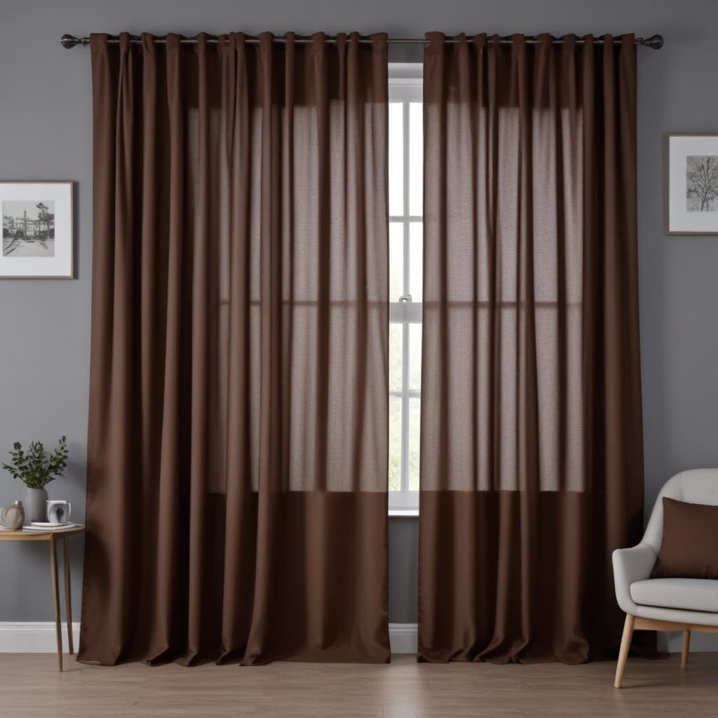 Cortina Sala e Quarto Lisa Marrom - 300x280 / 300x250 / 300x230