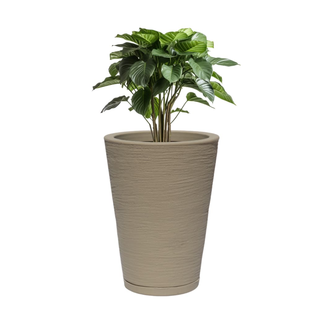 Vaso Para Planta Decorativo em Polietileno Cone Texturizado N2 com prato coletor