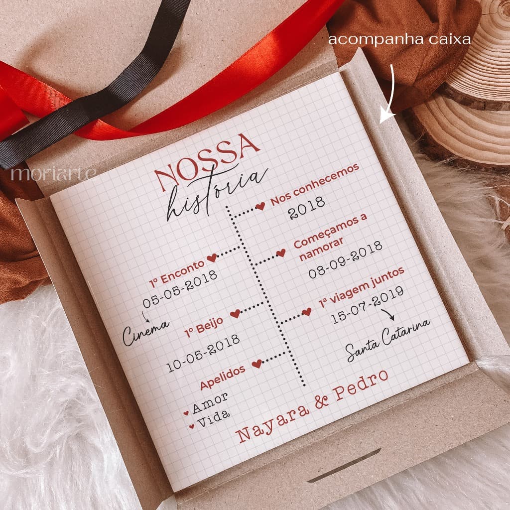 Presente personalizado namorados, Azulejo Personalizado Nossa História, História do casal, quadro casal