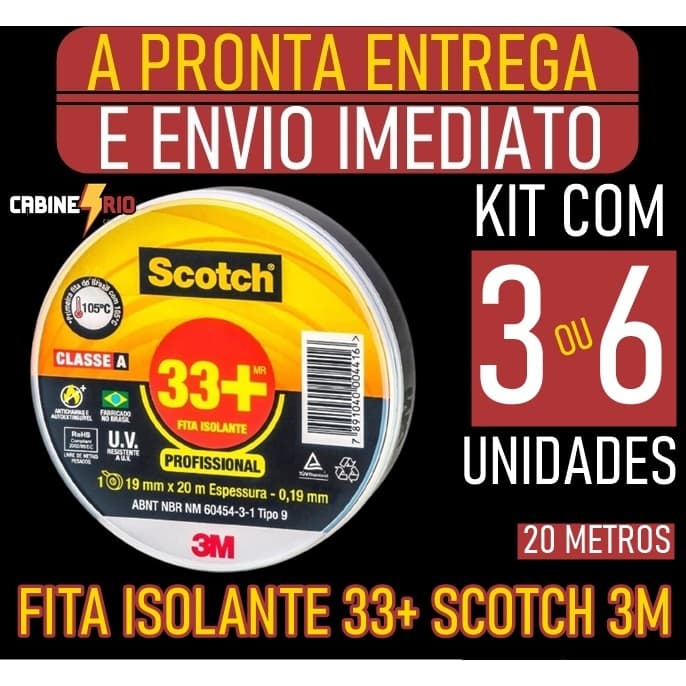 3M Fita Isolante 20MM x 19MM 33+ Scoth 3M