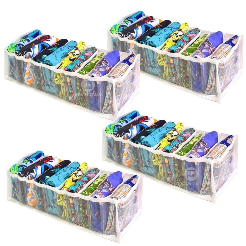 Kit 4 Organizador de roupas de bebê body/cuecas/meias/fraldas pano-ORGANIZALUX