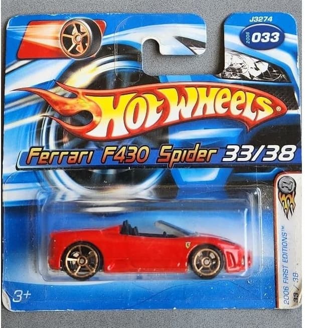 FERRARI F430 SPIDER VERMELHA LACRADA NA CARTELA ESCALA 1.64 TAMANHO 7CM HOT WHEELS COLEÇÃO ANTIGA NOVO