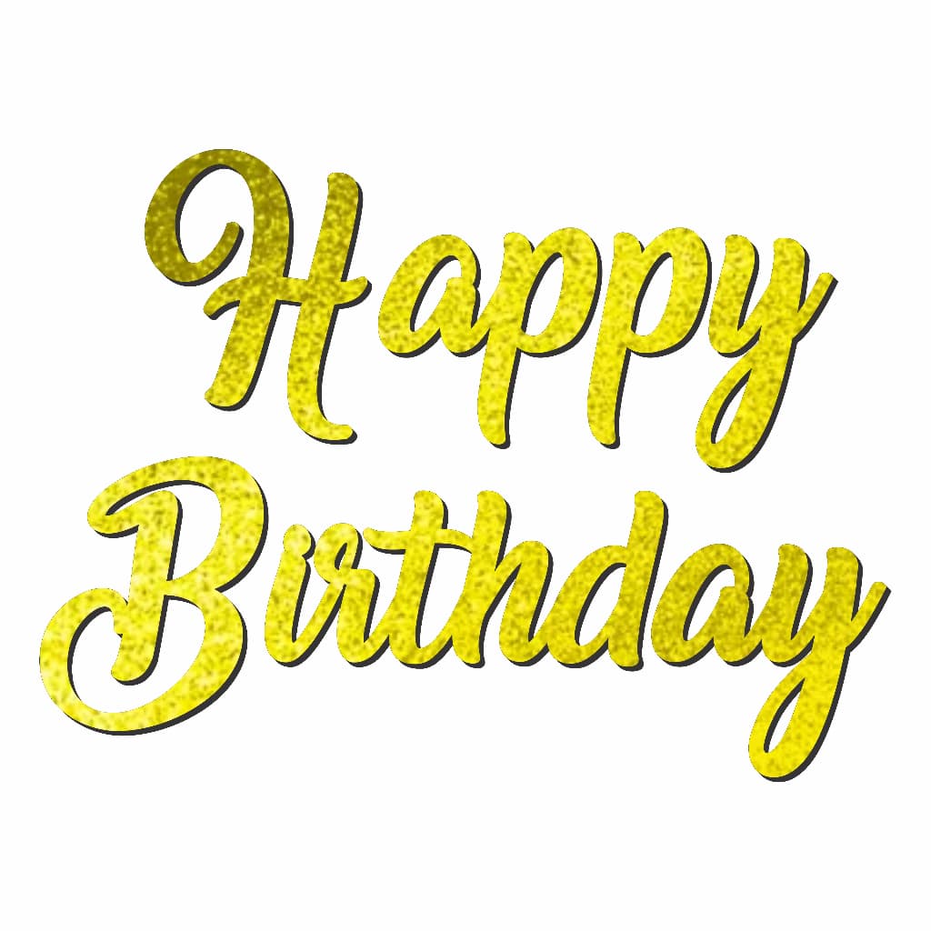Aplique Letreiro Happy Birthday 60x45cm Cor Dourado Glitter Mdf Frase Painel Decorativo Festa Aniversario Decoração