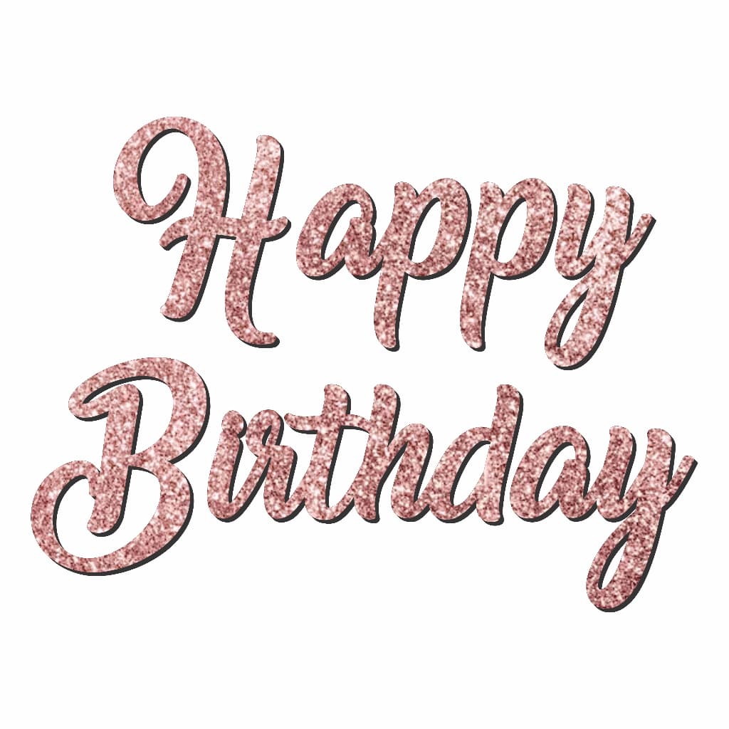 Aplique Letreiro Happy Birthday 60x45cm Cor Rose Glitter Mdf Frase Painel Decorativo Festa Aniversario Decoração
