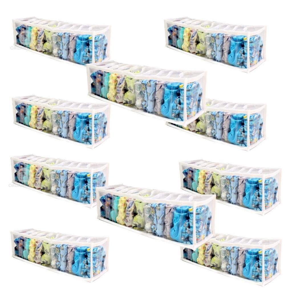 10 Organizador de guarda roupa colmeia roupas bebê/calcinha/cueca/sunga 10x12x35cm-ORGANIZALUX