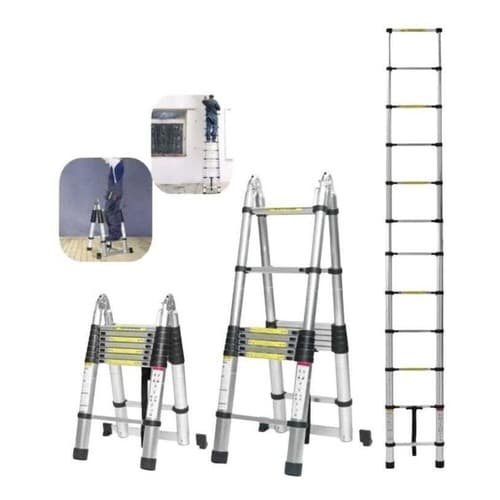 Escada Telescópica Dupla Aluminio Multifuncional 5 Metros 13, 16 Degraus Ótima Qualidade