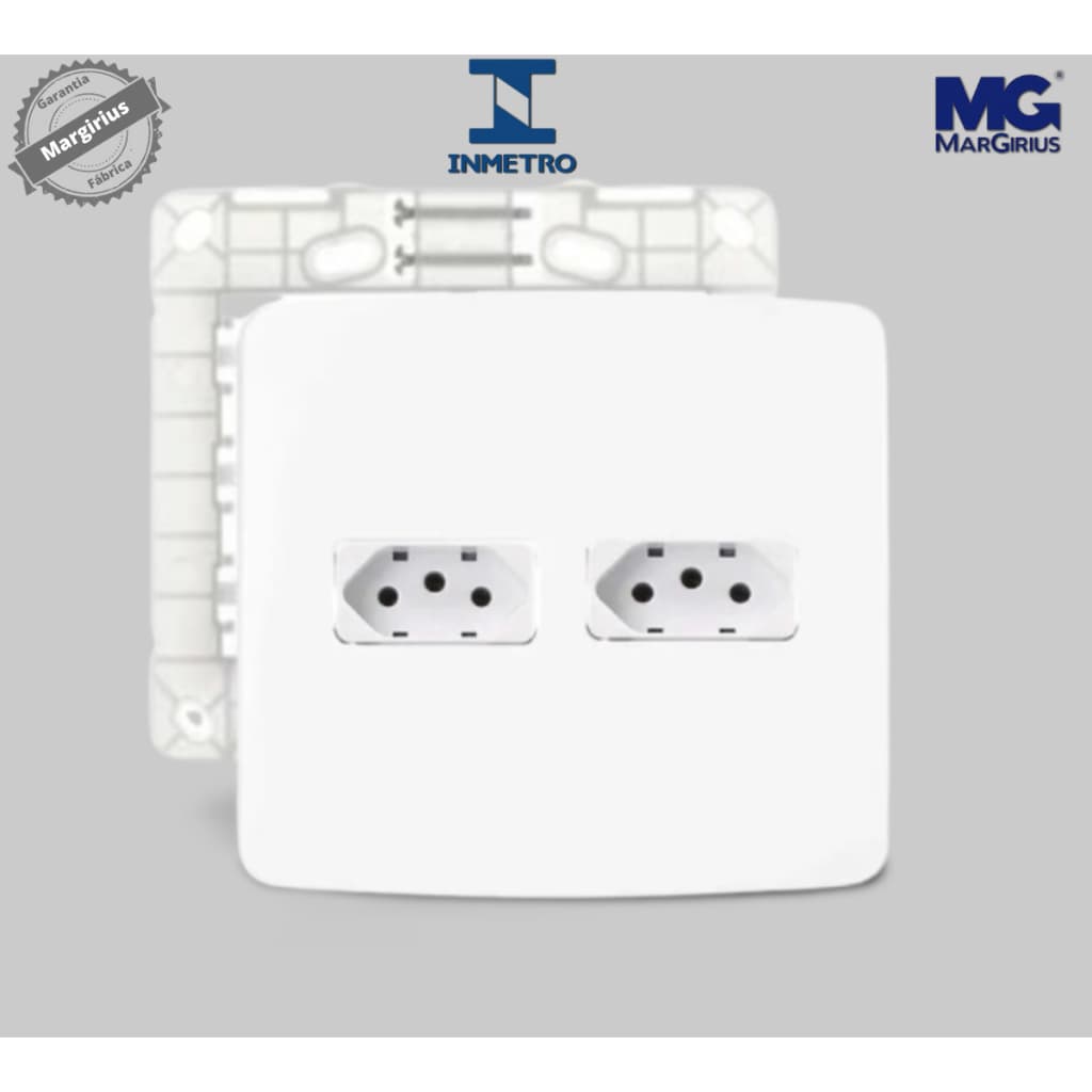 Conjunto 4x4 Tomada Dupla 10a Bivolt Margirius B3
