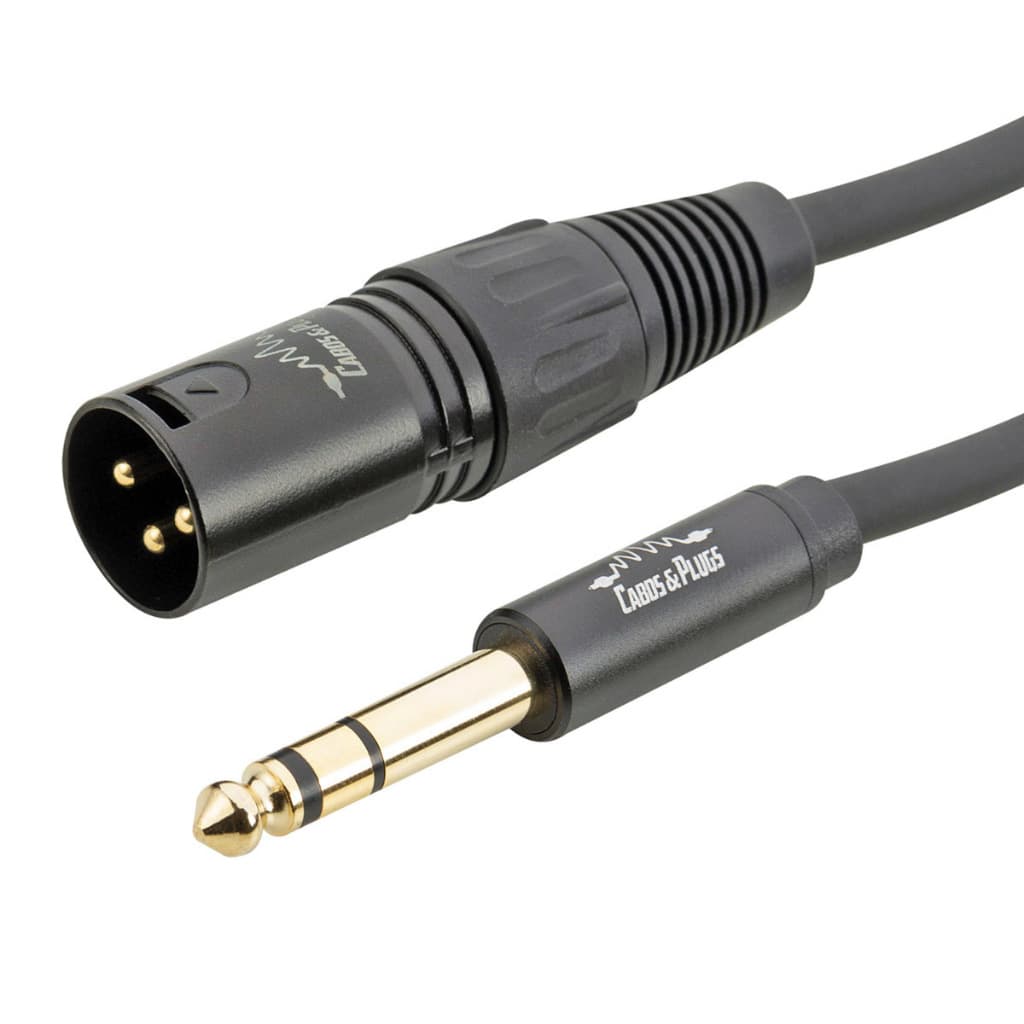 Cabo P10 Stereo 6.35mm TRS para XLR Macho Cobre OFC Conector Ouro, Cabos & Plugs