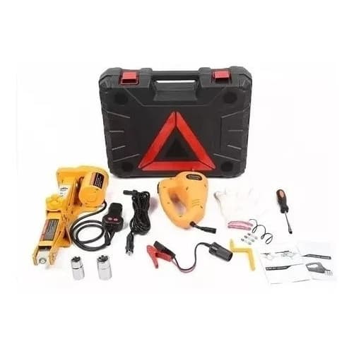 Macaco Elétrico Hidráulico 6 em1 + Chave de roda 12V + Compressor 12V suporta 3 Tonelada