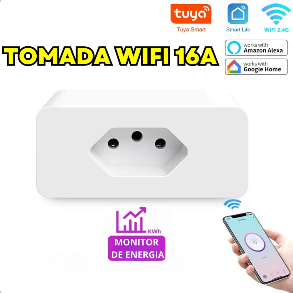 Tomada inteligente Wifi Automação Residencial Compatível Com Alexa e Google Home Casa Inteligente