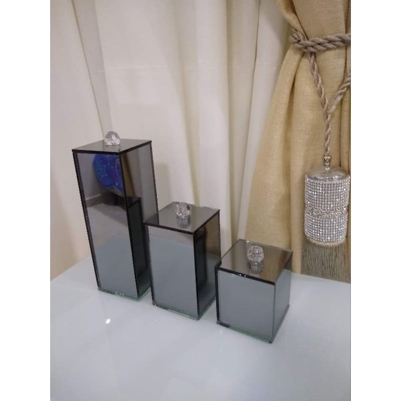 kit lavabo banheiro Porta escova, Porta cotonete e Porta algodão com tampa Fumê