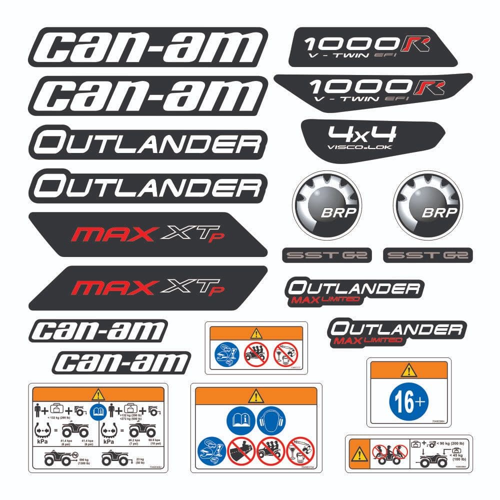 Kit adesivos plastificados BRP Can Am Outlander 1000 Max XTP - Modelo Branco