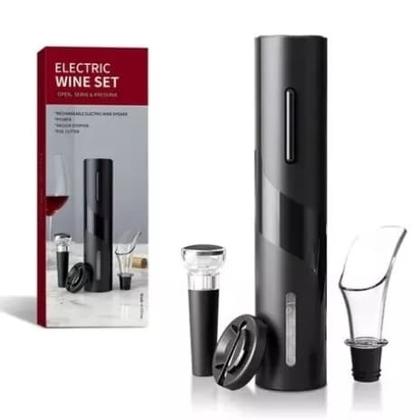 Abridor Cortador Vinho Elétrico Recarregável Saca Rolha Profissional Com Cabo USB Linha Premium