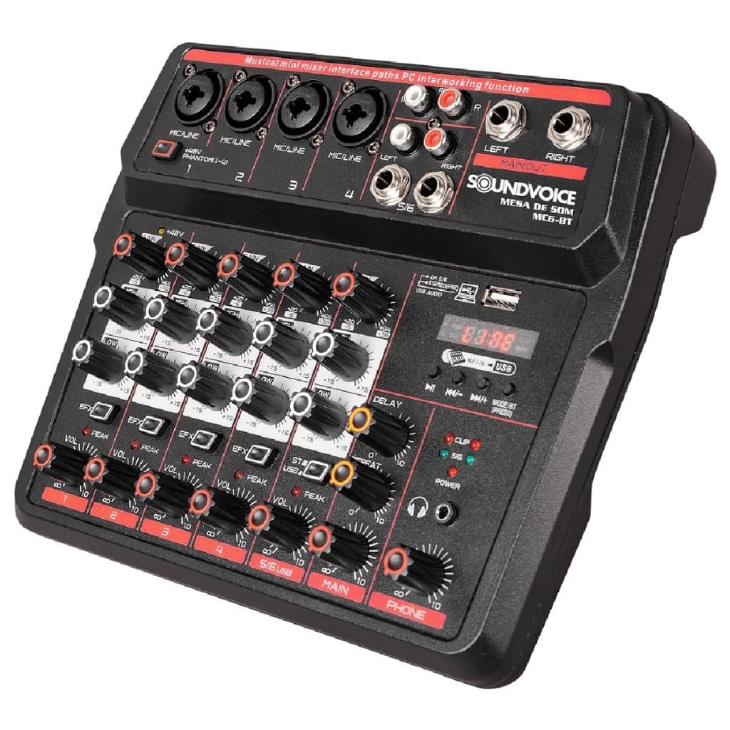 Mesa de Som Compacta Soundvoice MC6 BT