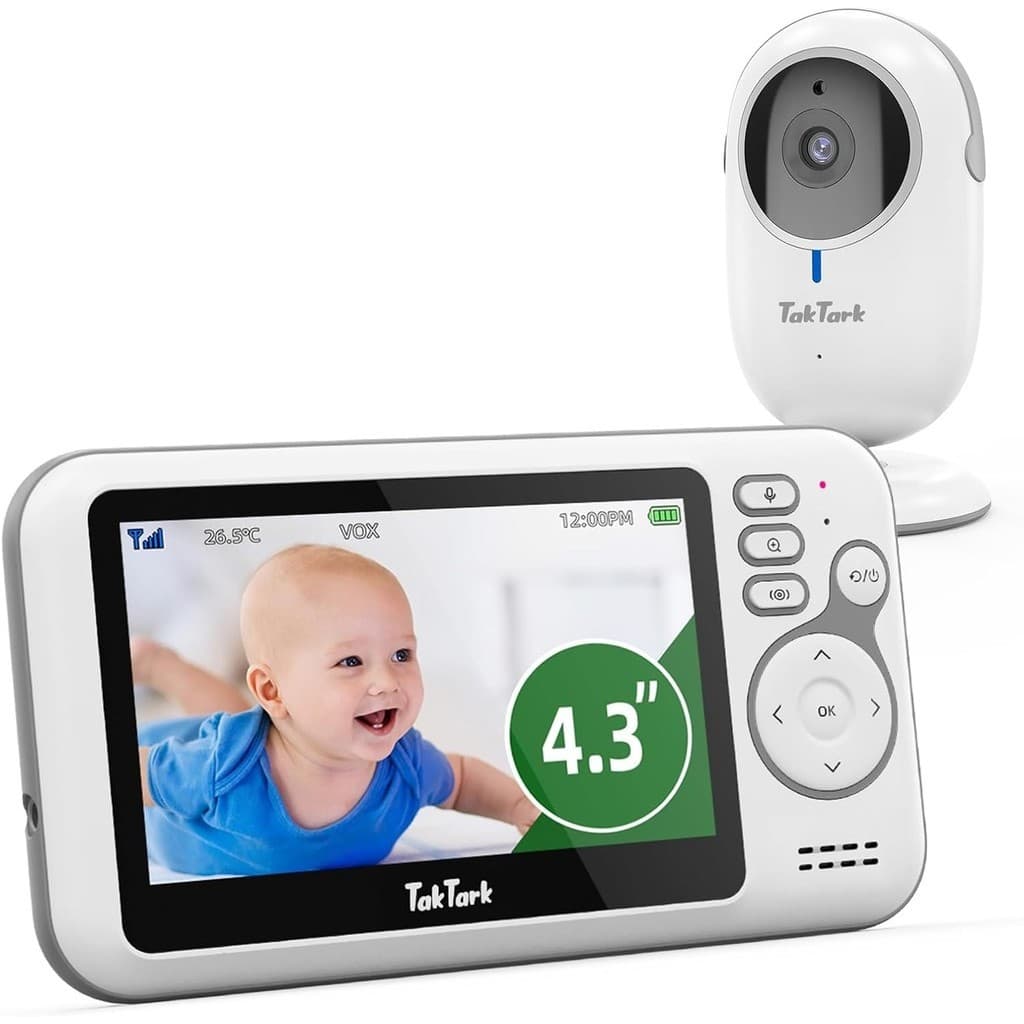 Babá Eletrônica 4.3" Sem Wi-Fi – Câmera com Visão Noturna, Áudio Duplo, Zoom Digital