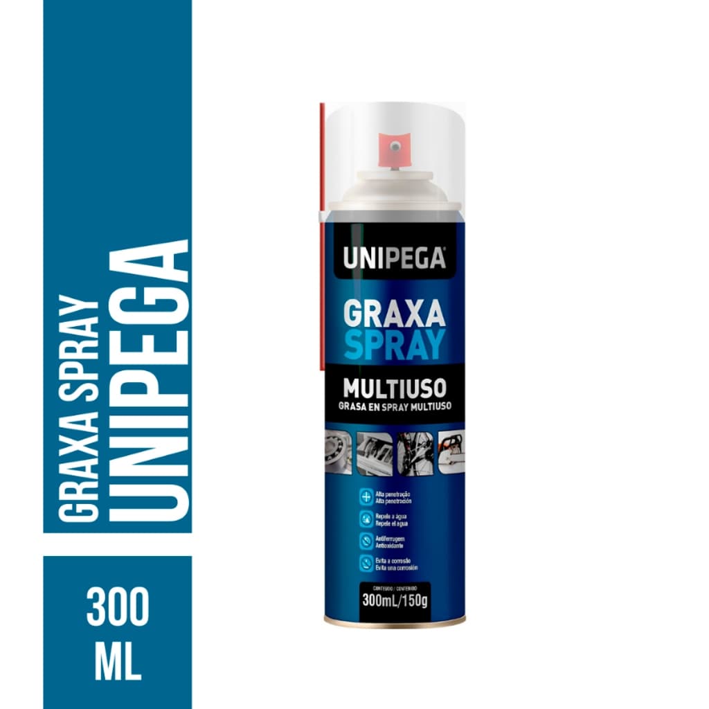 Graxa Multiuso Em Spray Bicicleta Trilho Rolamento 300ml Unipega