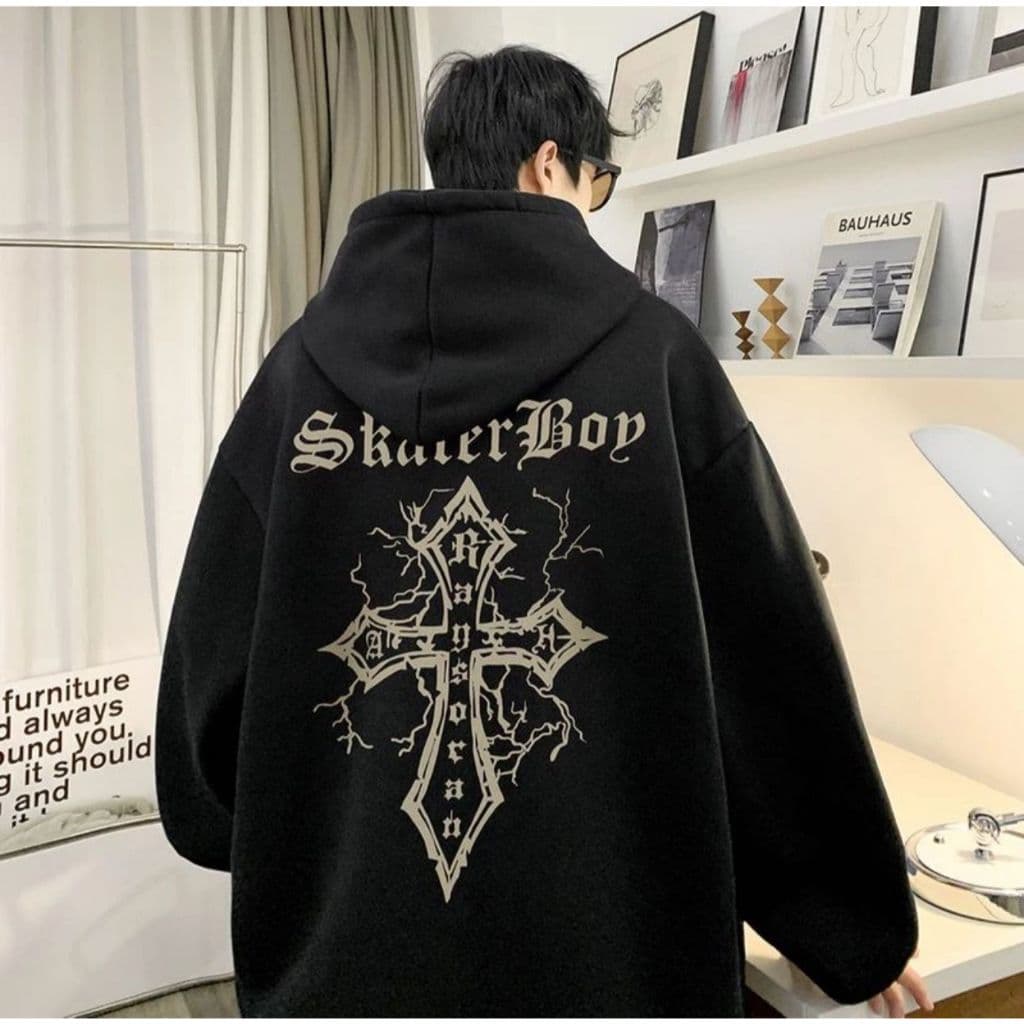 Moletom Canguru Cruz Gótica Unissex Masculino e Feminino Streetwear Flanelado Blusa de Frio Promoção