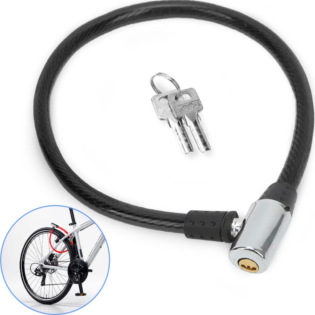 Cadeado Anti Furto Bicicleta Moto Tranca Segurança 2 Chaves Cabo Aço Trançado Revestido Emborrachado