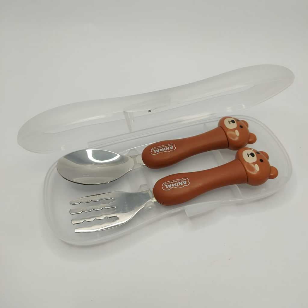 Conjunto Talher Infantil Garfo e Colher Inox Alta Qualidade Kit Com Estojo Bebe Pontas Arredondadas