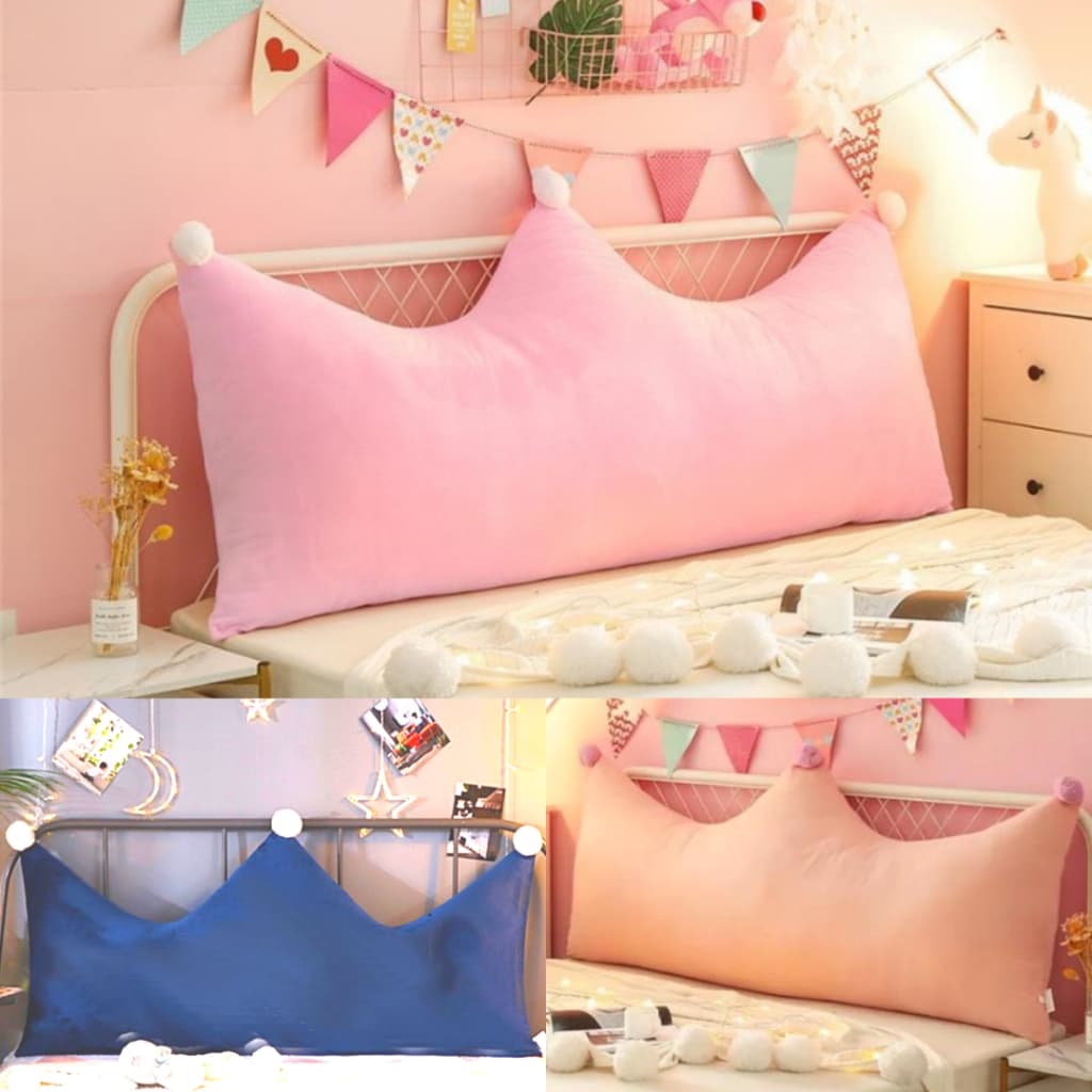 KIT 01 Almofada Decorativa Coroa Cheia + 01 Capa Avulsa Encosto De Dormir Cama Solteiro 60x78