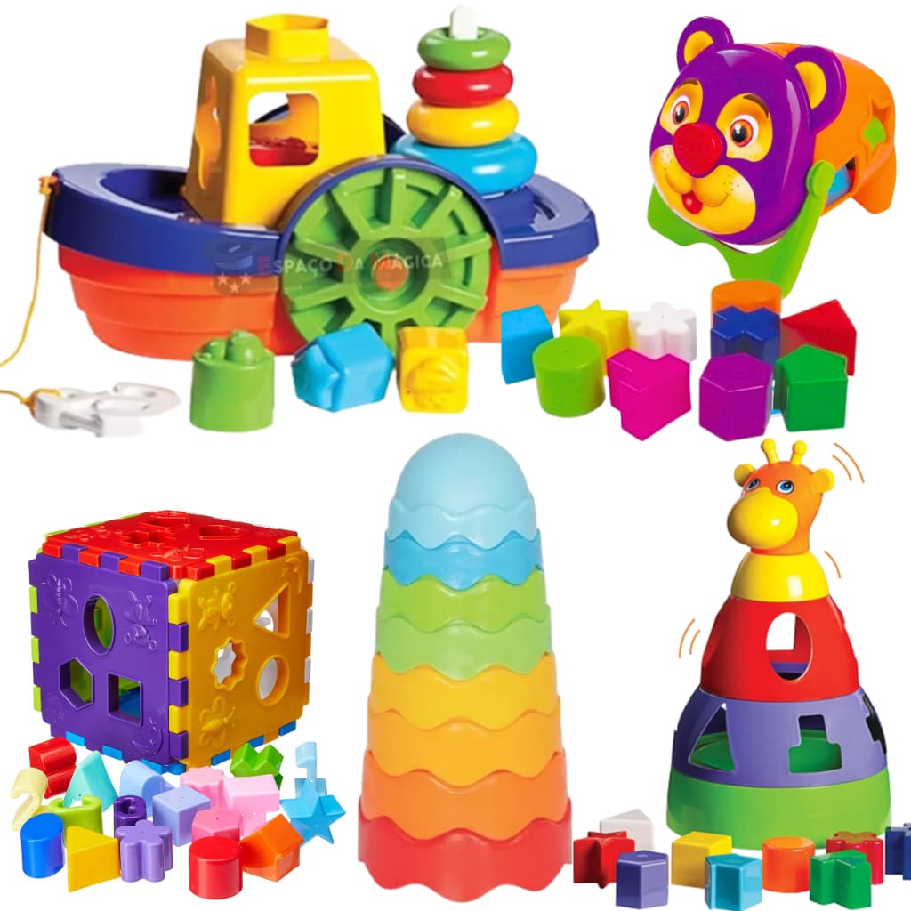 Barco Didático Flutuante Com Peças De Encaixe Brinquedo Educativo Bebê de 1 a 3 Anos