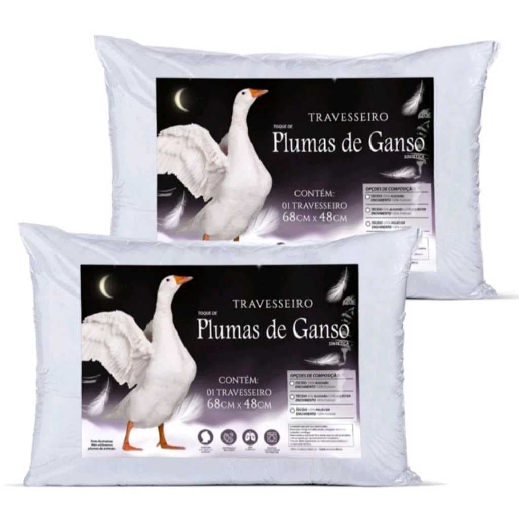 Travesseiro (1 travesseiro) Penas e Plumas De Ganso 70x50 Antialérgico Antiácaro (1 Travesseiro)