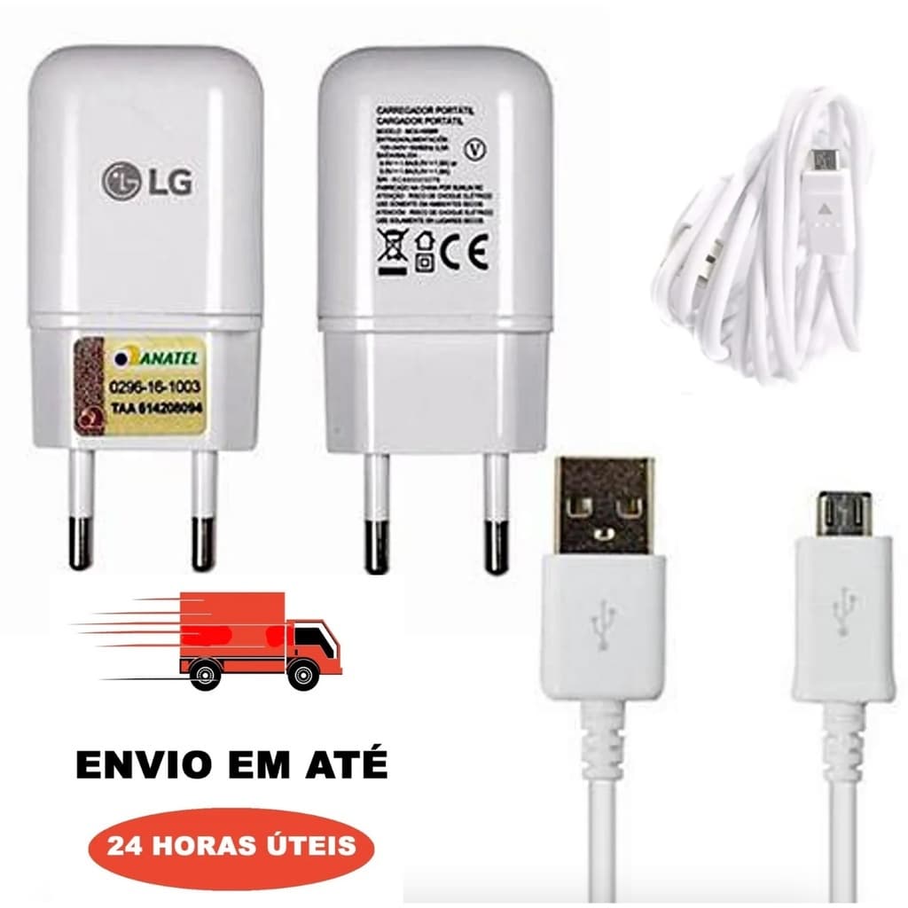 Carregador Compatível com LG K4 K8 K9 K10 K11 K12 Q6 Q7 k40s