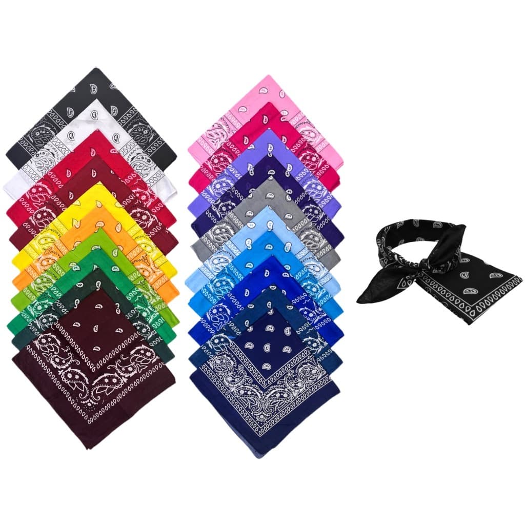 Kit até 24 Bandanas Lenço Estampada - Moda Rock - Poliéster-Variações