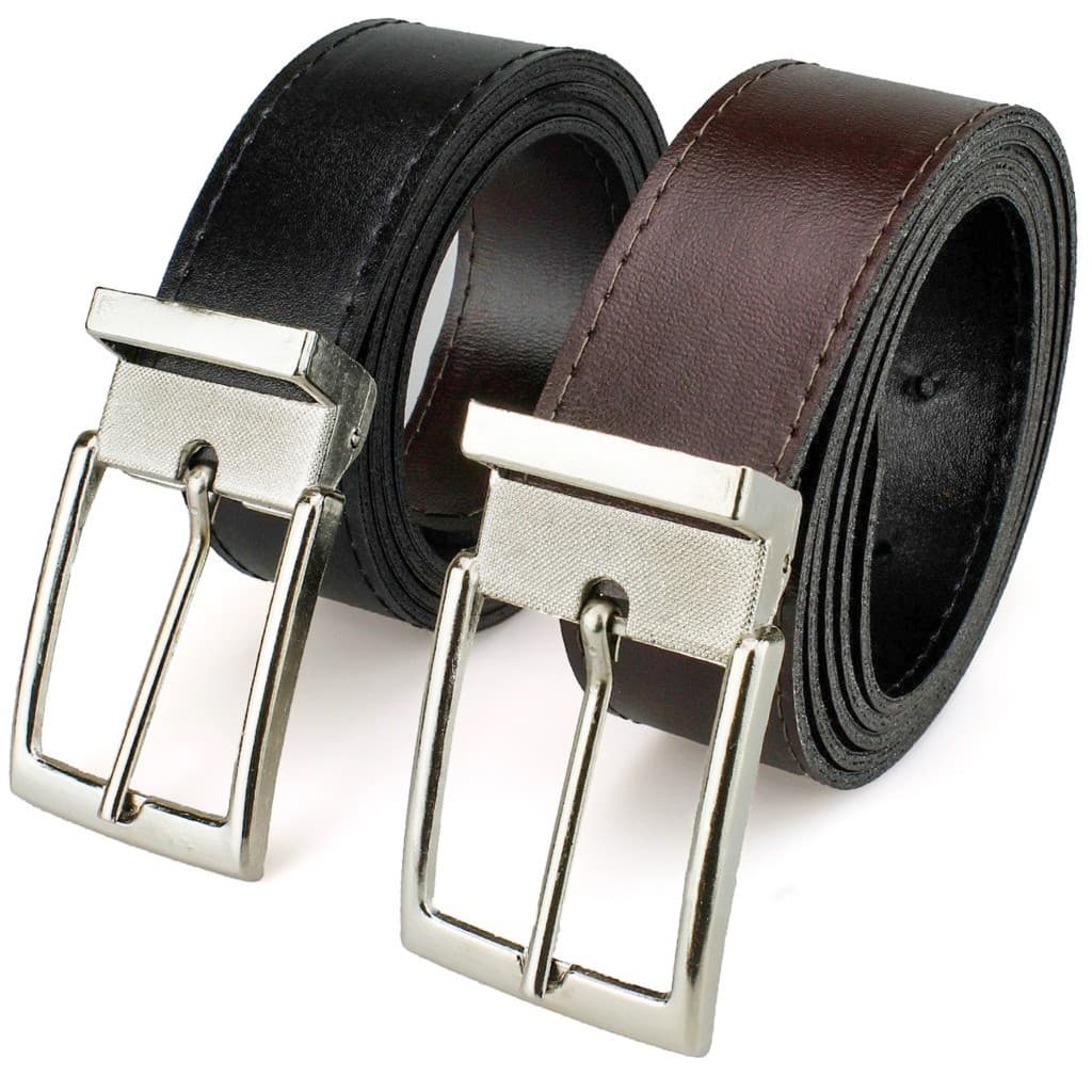Cinto Masculino Correia Fivela Dupla Face Ajustável Couro Sintético Preto Marrom Plus Size Promoção