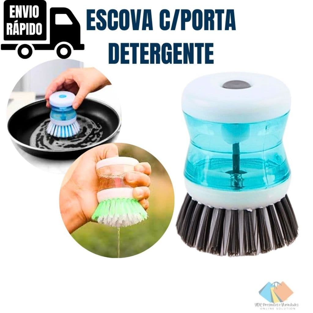 Escova Lava Louças Com Reservatório Para Detergente Cozinha