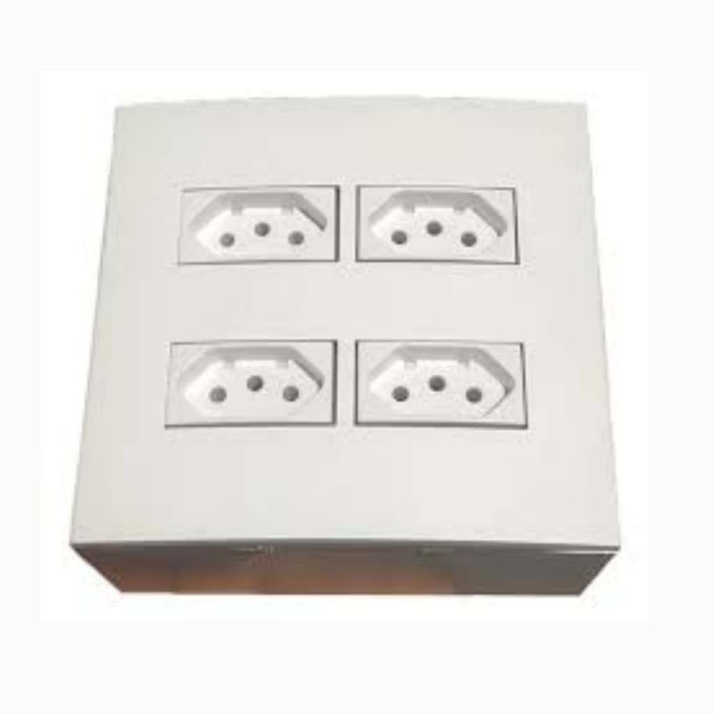 Conjunto 4x4 de Sobrepor com 4 tomadas 10A Branco Margirius