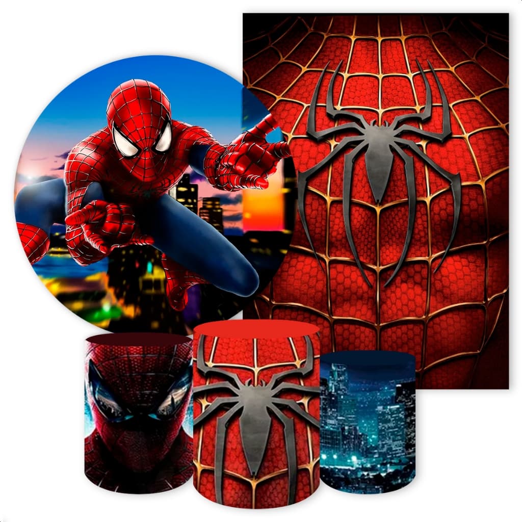 Kit 5 peças  Capa Painel + Capa Retangular + Trio Cilindros para Festa Diversos Temas 2