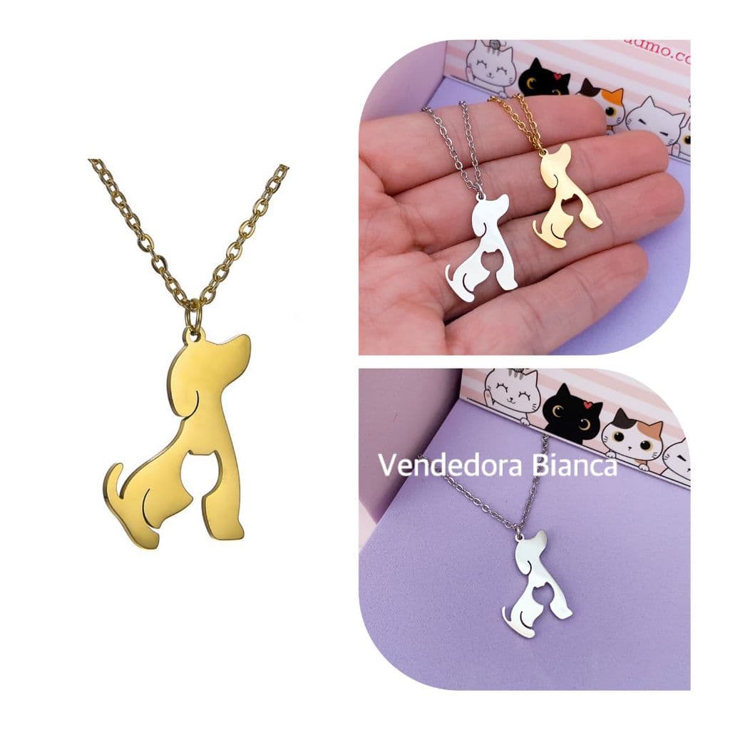 Colar mãe de pet - cachorros e gatos - colares aço inoxidável prata e ouro