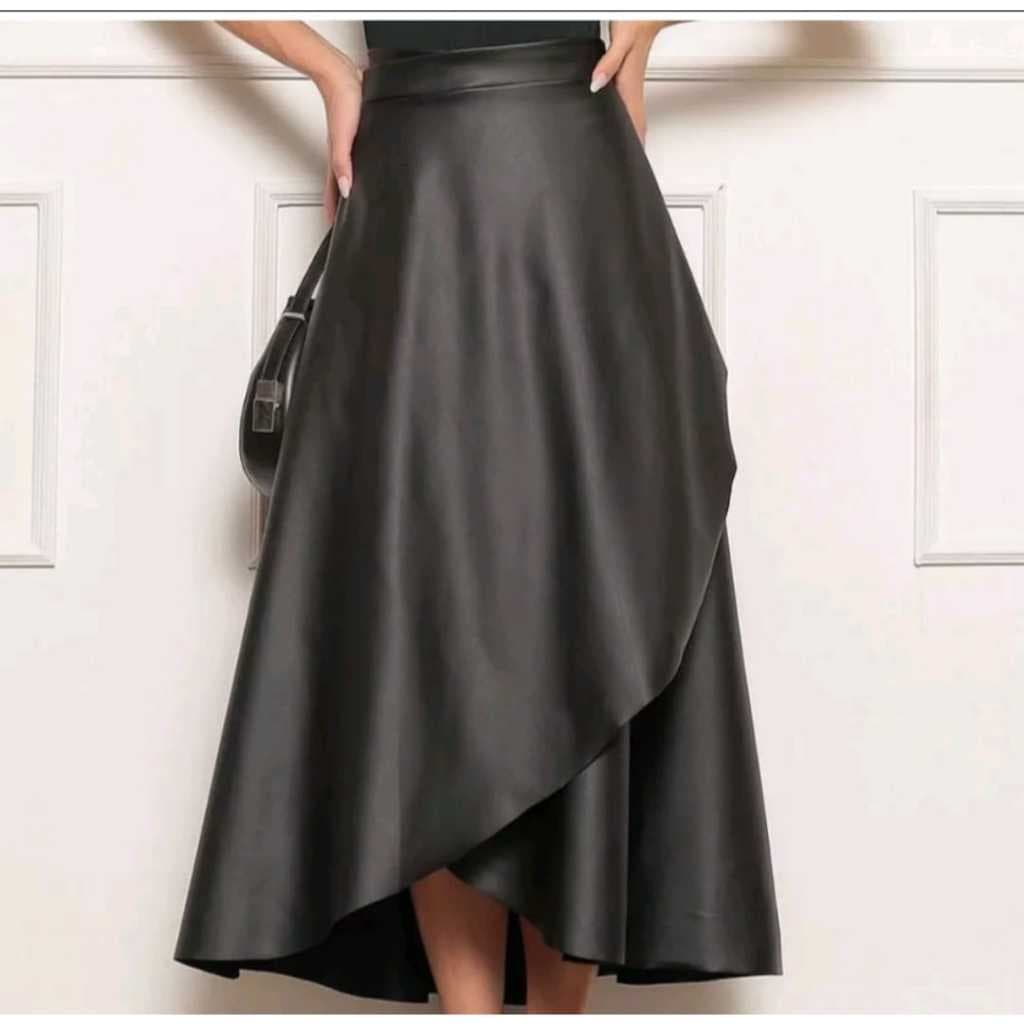 Saia Couro fake Envelope SAIA LONGA MODA