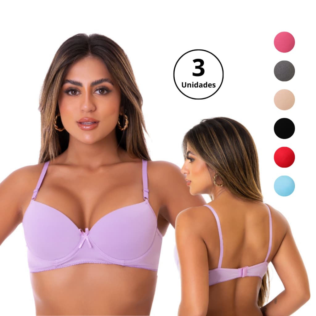 Kit 3 Peças Sutiã Com Bojo Básico Sutiã Feminino Sutian Com Bojo Sutiã