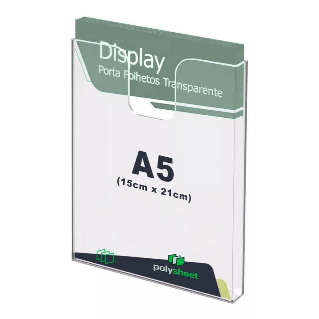 Prontuário Display Porta Folhas em Acrílico A5 21cm x 15cm