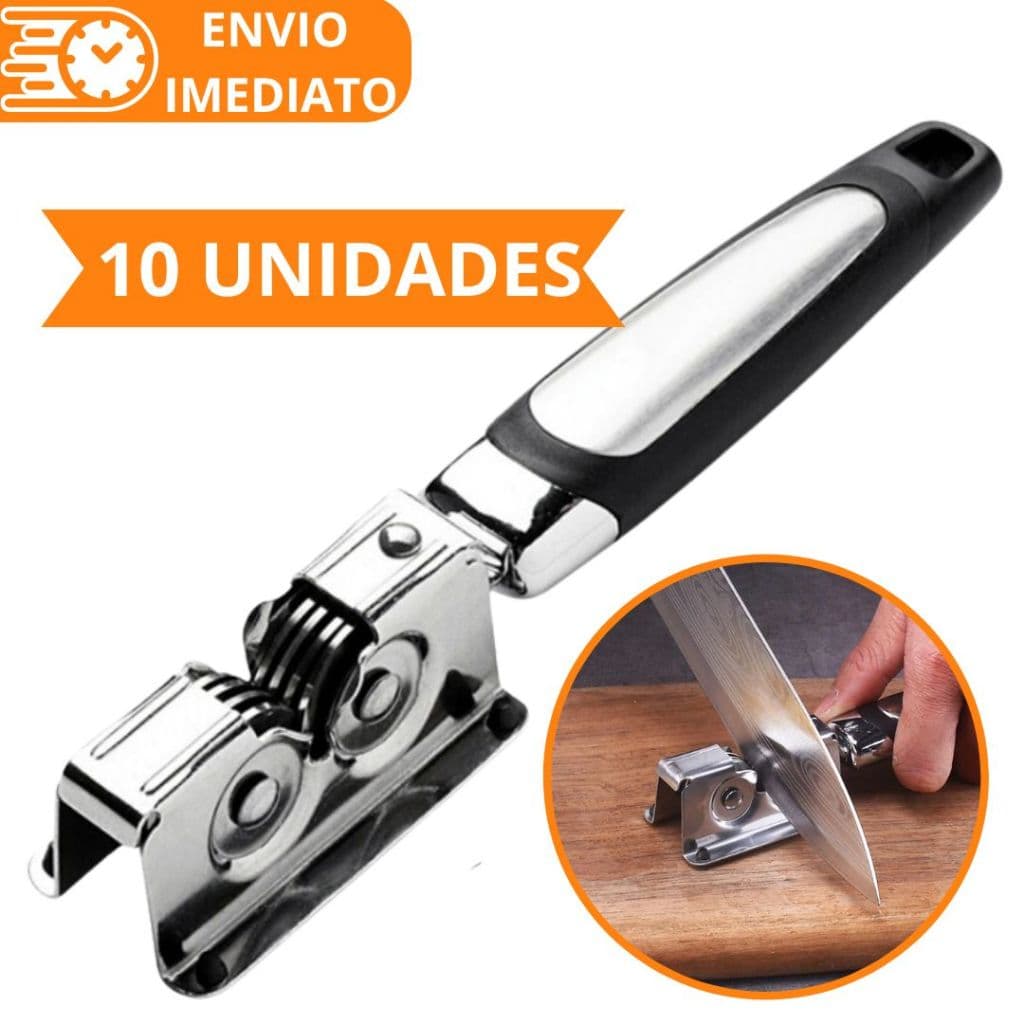 KIT 10 Afiador Amolador de Facas Aço Inox 3 Laminas Profissional para Casa Restaurante