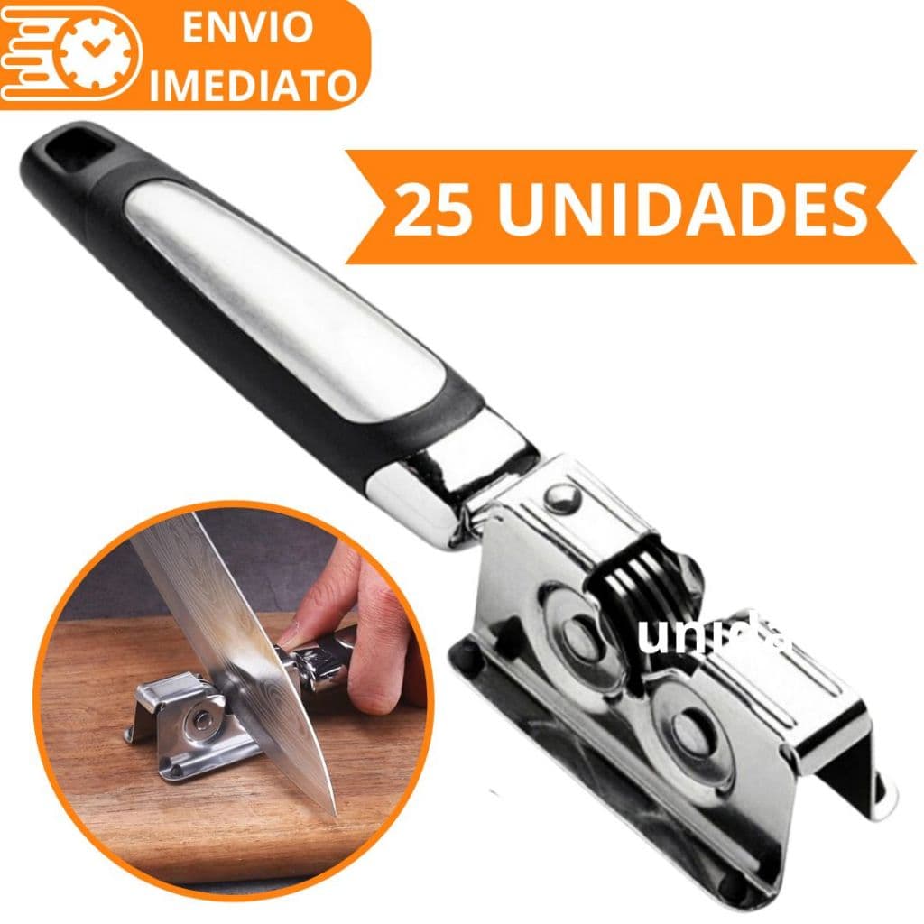 KIT 25 Afiador Amolador de Facas Aço Inox 3 Laminas Profissional para Casa Restaurante