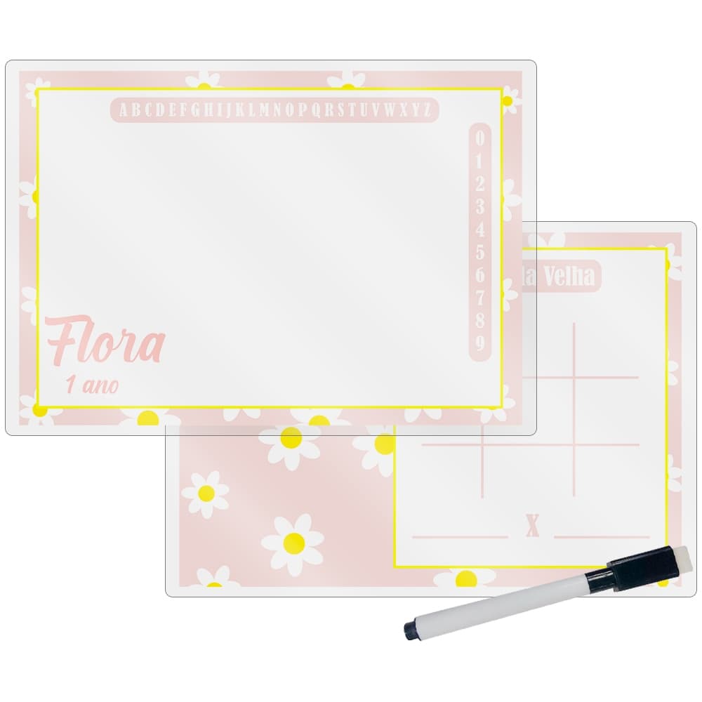 10 Lousa Mágica + Caneta Com Apagador Personalizada Lembrancinha Festa Infantil Margaridas Ou Outros