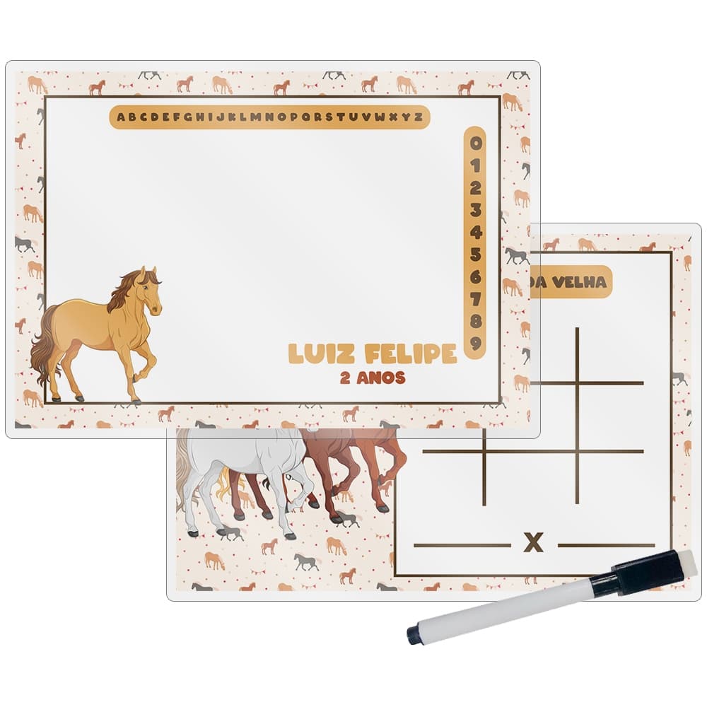 10 Lousa Mágica + Caneta Com Apagador Personalizada Lembrancinha Festa Infantil Tema Cavalo Ou Outros