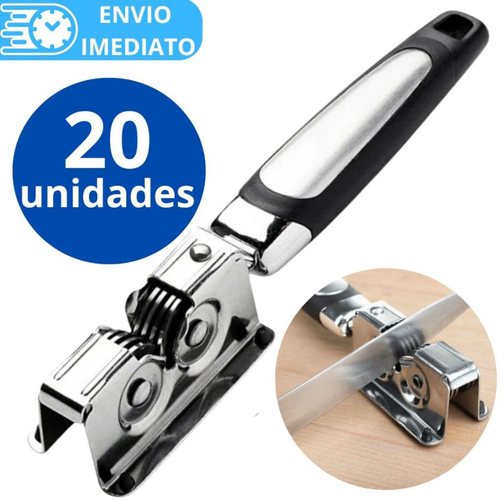 KIT 20 Afiador Amolador de Facas de Aço Inox Profissional para Casa Restaurante Resistente 3 Laminas