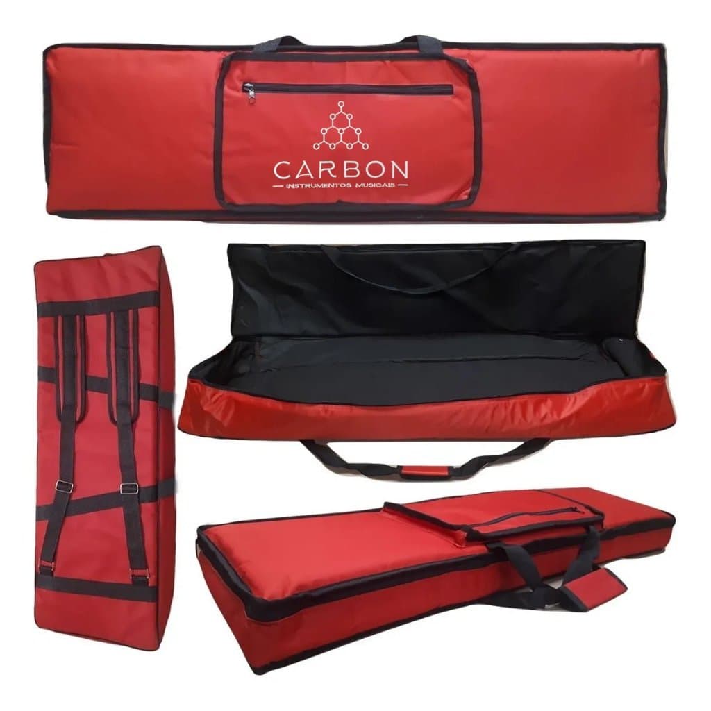 Capa Bag Master Luxo Profissional Carbon Para Piano Yamaha P121 Vermelha